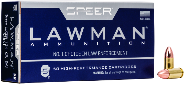 Speer Pistolenmunition Lawman 9 x 19 8g Total Metal Jacket Handgun Training