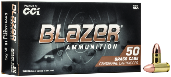 Blazer Pistolenmunition 9 x 19 7,5g Full Metal Jacket Brass
