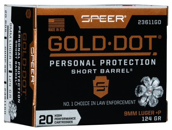 Speer Pistolenmunition Gold Dot 9 x 19 8g Gold Dot Hollow Point Short Barrel