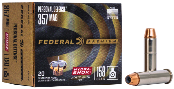 Federal Revolvermunition Premium .357 Mag. 10,20g Hydra-Shok Jacketed Hollow Point
