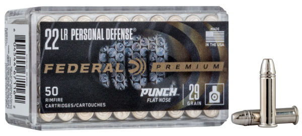 Federal Kleinkalibermunition Premium .22 LR 1,9g Nickel Plated Flat Nose Punch Personal Defense
